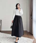 Yakası Bağcıklı Kısa Poplin Gömlek Beyaz