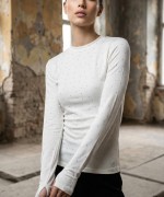 Taşlı Parmak Geçmeli Body Ekru