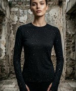Simli Parmak Geçmeli Body Siyah