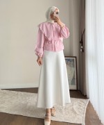 Dantel Yakalı Kısa Gömlek Pembe