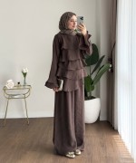 Kat Kat Pantolonlu Takım Acı Kahve
