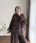 Kat Kat Pantolonlu Takım Acı Kahve