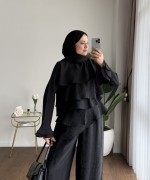 Kat Kat Pantolonlu Takım Siyah