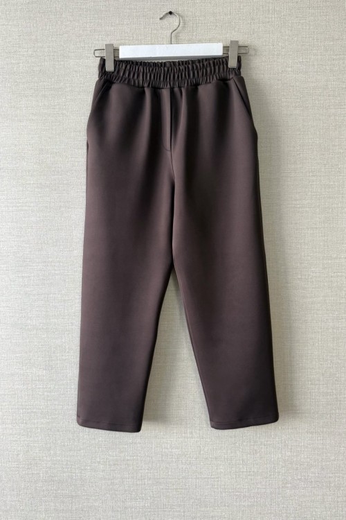 Beli Lastikli Double Pantolon Acı Kahve