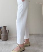 Beli Lastikli Double Pantolon Beyaz