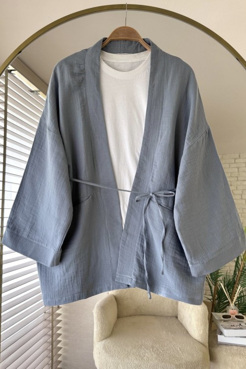 Cepli Müslin Kimono Gri