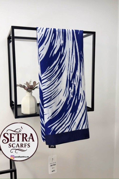 Zebra Desenli Şal Lacivert