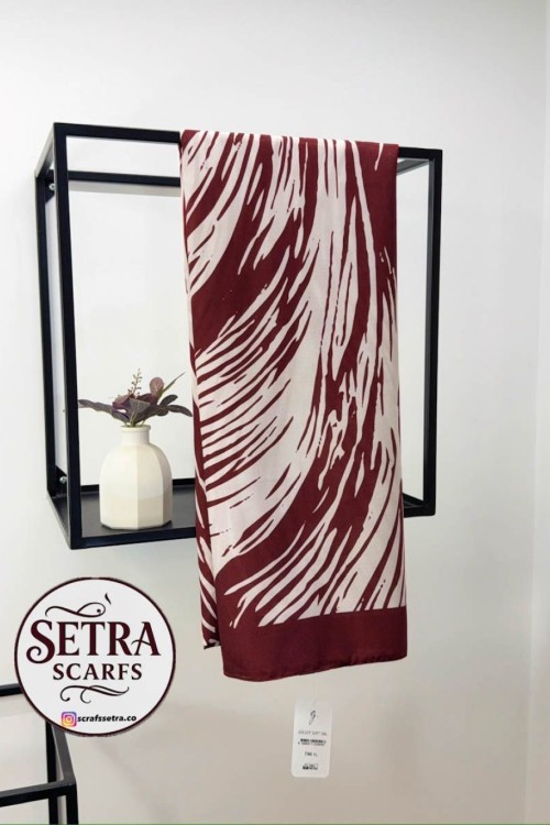 Zebra Desenli Şal Bordo