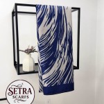 Zebra Desenli Şal Lacivert-Krem
