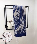 Zebra Desenli Şal Lacivert-Krem