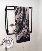Zebra Desenli Şal Siyah-Krem