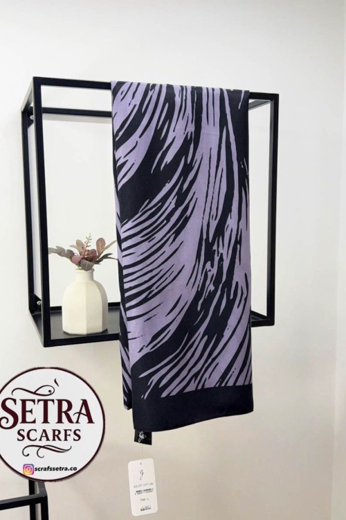 Zebra Desenli Şal Lila-Siyah