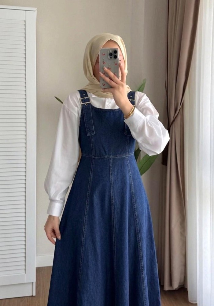 Kemer Askılı Kot Jile Lacivert