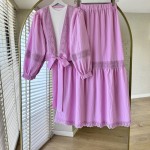Lace Etekli Takım Pembe