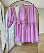 Lace Etekli Takım Pembe
