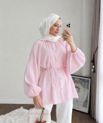 Reglan Kol Oversize Gömlek Pudra