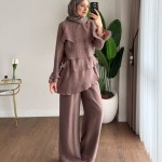 Kat Kat Pantolonlu Takım Kahverengi