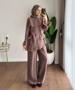 Kat Kat Pantolonlu Takım Kahverengi