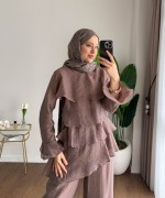 Kat Kat Pantolonlu Takım Kahverengi