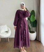 Fine Fırfırlı Elbise Mürdüm