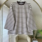 Bisiklet Yaka Çizgili Sweatshirt Acı Kahve