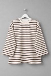Bisiklet Yaka Çizgili Sweatshirt Acı Kahve