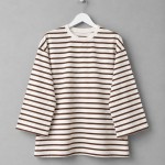 Bisiklet Yaka Çizgili Sweatshirt Acı Kahve