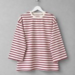 Bisiklet Yaka Çizgili Sweatshirt Kırmızı