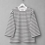 Bisiklet Yaka Çizgili Sweatshirt Siyah