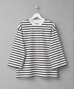 Bisiklet Yaka Çizgili Sweatshirt Siyah