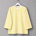 Bisiklet Yaka Çizgili Sweatshirt Sarı