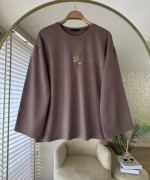 Nakışlı Salaş Sweatshirt Koyu Vizon