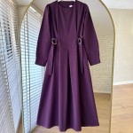 Pensli Poplin Elbise Mürdüm