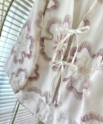 Pul Nakışlı Keten Kimono Bordo