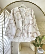 Pul Nakışlı Keten Kimono Taba