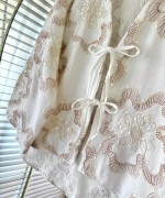 Pul Nakışlı Keten Kimono Taba
