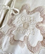 Pul Nakışlı Keten Kimono Taba