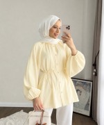 Reglan Kol Oversize Gömlek Sarı