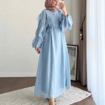 Kolu Fırfırlı Vual Elbise Bebe Mavisi