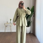 Pantolonlu Çilek Takım Yeşil