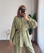 Pantolonlu Çilek Takım Yeşil