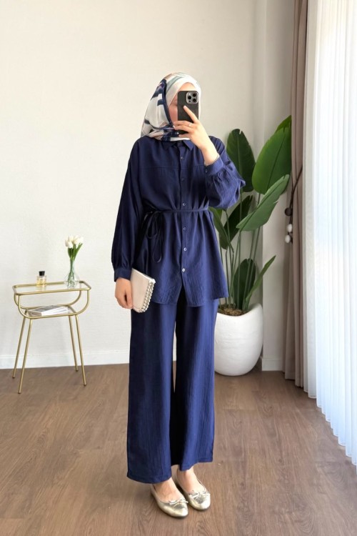 Pantolonlu Çilek Takım Lacivert