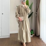 Yarım Patlı Oversize Modal Elbise Yeşil