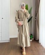 Yarım Patlı Oversize Modal Elbise Yeşil
