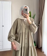 Yarım Patlı Oversize Modal Elbise Yeşil