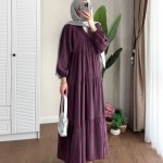 Yarım Patlı Oversize Modal Elbise Mürdüm