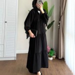 Yarım Patlı Oversize Modal Elbise Siyah