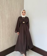Bolerolu Vual Elbise Acı Kahve
