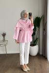 Şal Detaylı Modal Tunik Pembe