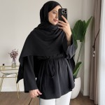 Şal Detaylı Modal Tunik Siyah